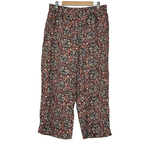 Cynthia Rowley Linen Pants XL Straight‎ Leg Pull On floral tropical Hawaiian - Picture 1 of 3